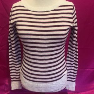 RW&CO size XS sweater black and red white stripe, knit design on sleeve …